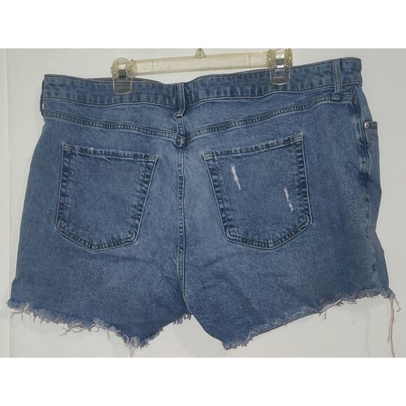 Forever 21 High rise Button Fly Cut off denim jean shorts Size 18 distressed - Picture 3 of 13
